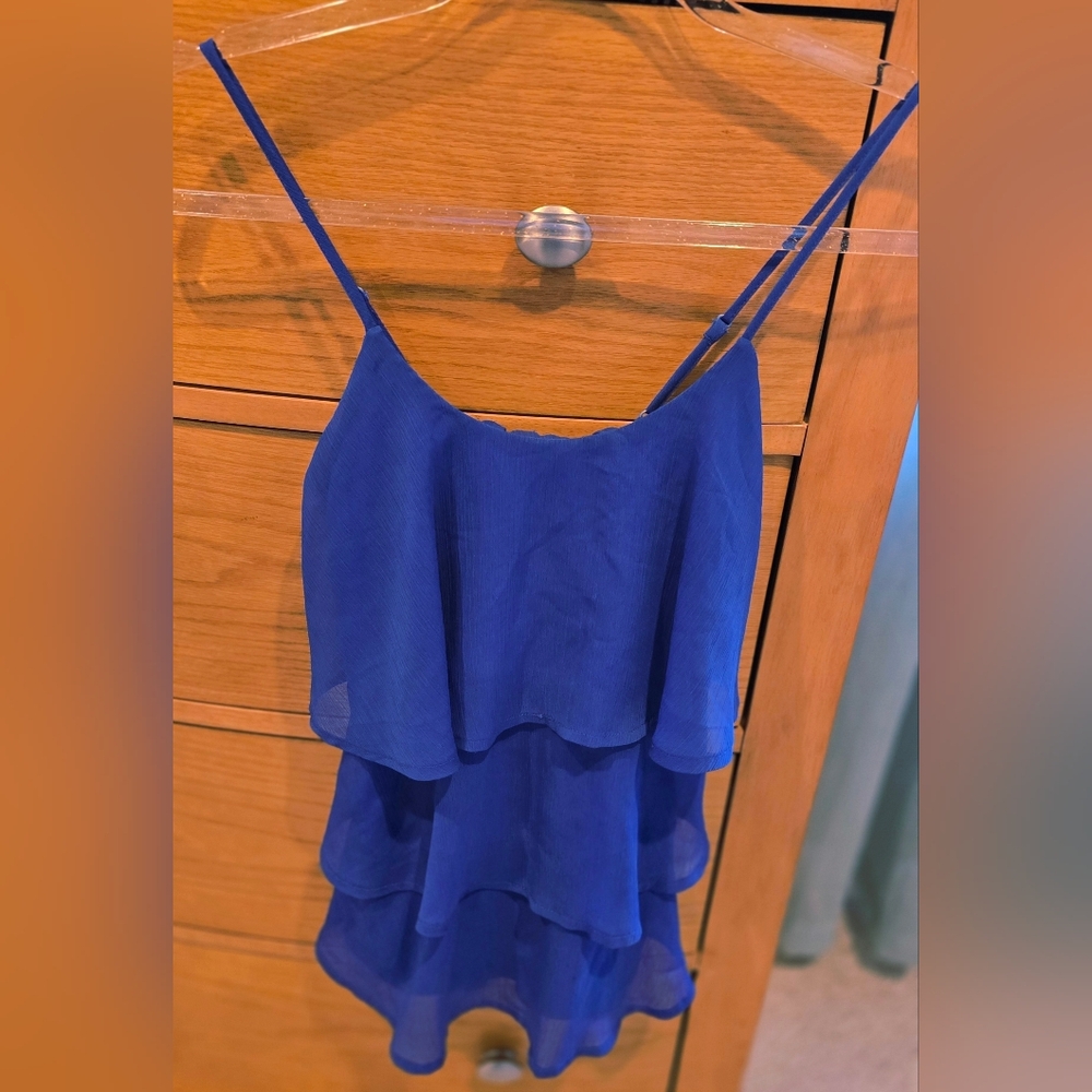 Candie's XS Vibrant Blue Layered Camisole, Adjustable Straps, Like New